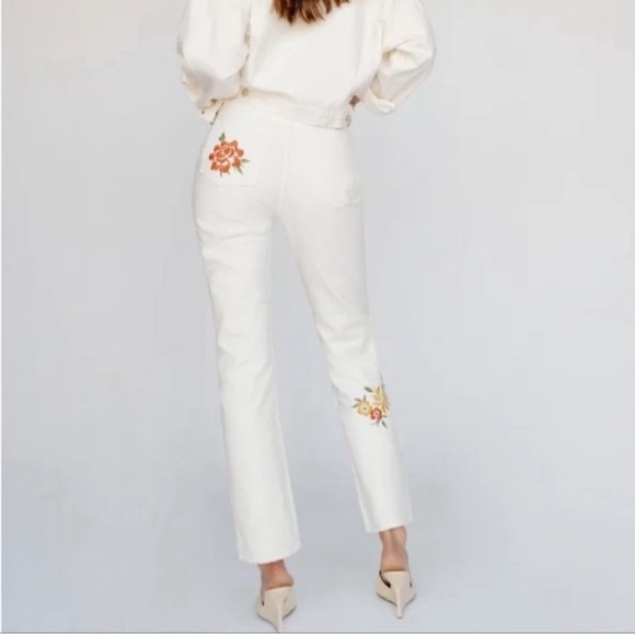 Reformation Cynthia Floral Jeans Embroidered Straight Leg Jeans Size 30 NWT - Picture 2 of 9